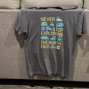 The North Face Charcoal Tee with Blue and Yellow Graphic